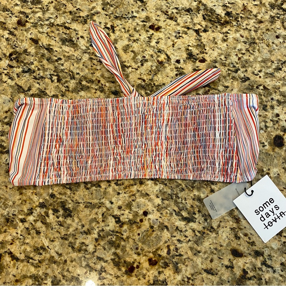 REVOLVE Some Days Lovin Bay Of Palma Tie Bikini Top Multi Color Smocked Medium